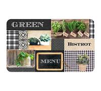 Douceur d'Intérieur Tapis rectangle Green Bistrot Gris Mousse imprimée 45 x 75 cm