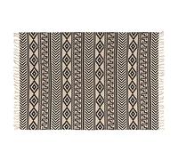 Douceur d'intérieur, Tapis Rectangle à Franges (120 x 170 cm) Manille Noir, Coton & Jute Imprimé