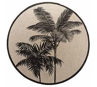 Douceur d'Intérieur, Tapis Rond (Diamètre 120 cm) Tropic Nature Noir, Coton Imprimé