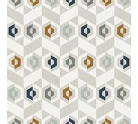 Douceur d'Intérieur, Tissu Enduit (RLX 1,40mx20m) Maguy Bleu, Coton & Polyester Imprimé