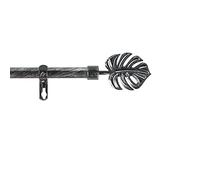 Douceur d'Intérieur, Tringe Extensible en Kit Complet (210 < 380 cm) Tropi Noir/Argent, Patiné