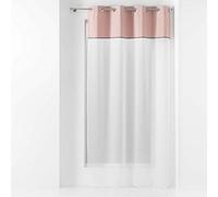 Douceur d'Intérieur, Voilage à Oeillets (137 x 240 cm) Jolibel Rose, Voile Sablé avec Top Coton