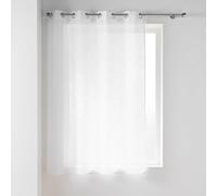 Douceur d'Intérieur, Voilage à Oeillets (140 x 180 cm) Haltona Blanc, Effet Lin Tissé