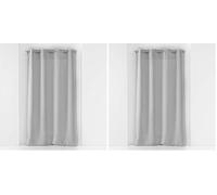 Douceur d'Intérieur, Voilage à Oeillets (140 x 180 cm) Soane Gris, Voile Tissé (Lot de 2)