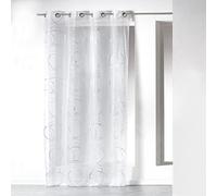 Douceur d'Intérieur – Voilage à œillets Bully – Voile imprimé argent – 140 x 240 cm – Blanc