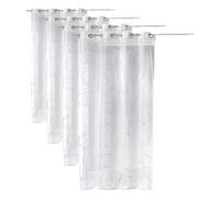 douceur d'interieur, Voilage à Oeillets (140 x 240 cm) Bully Blanc, Voile Imprimé Argent (Lot de 4)