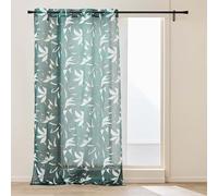 Douceur d'Intérieur, Voilage à Oeillets (140 x 240 cm) Elsa Vert, Voile Sablé Imprimé Métallisé