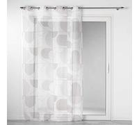 Douceur d'Intérieur Voilage à œillets Esquisse 140x240 cm Blanc Voile sablé imprimé