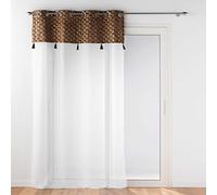 Douceur d'Intérieur, Voilage à Oeillets (140 x 240 cm) Evie Choco, Voile Sablé avec Top Velours