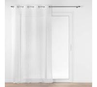 Douceur d'Intérieur, Voilage à Oeillets (140 x 240 cm) Felicia Blanc, Voile Sablé Brodé Métallisé