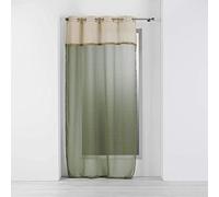 Douceur d'Intérieur, Voilage à Oeillets (140 x 240 Cm) Greenybel Vert, Voile Sablé Finition Top Jute