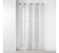 Douceur d'Intérieur – Voilage à œillets Hoops – Voile sablé brodé 140 x 240 cm – Gris
