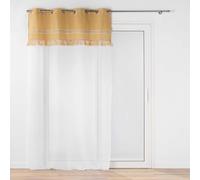 Douceur d'Intérieur - Voilage à œillets Janara - Voile sablé, top polycoton & jute - 140x240 cm ocre