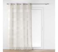 Douceur d'Intérieur Voilage à œillets Janice – 140 x 240 cm – Effet lin tissé – Beige