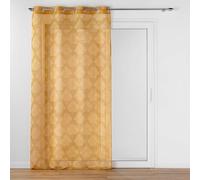 Douceur d'Intérieur, Voilage à Oeillets (140 x 240 cm) Levita Ocre, Voile Tissé Appliqué