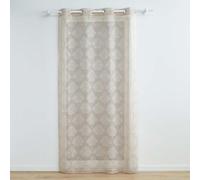 Douceur d'Intérieur, Voilage à Oeillets (140 x 240 cm) Levita Taupe, Voile Tissé Appliqué