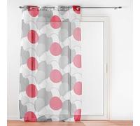 Douceur d'Intérieur, Voilage à Oeillets (140 x 240 cm) Merlin Rouge, Voile Sablé Imprimé