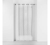 Douceur d'Intérieur, Voilage à Oeillets (140 x 240 cm) Olympia Blanc, Voile Sablé Brodé