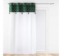 Douceur d'Intérieur – Voilage à œillets Palmina – 140×240 cm – Voile sablé, top velours – Vert