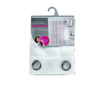 Douceur d'Intérieur, Voilage à Oeillets (140 x 240 cm) Petite Fleur Blanc/Rouge, Voile Sablé Brodé