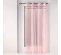 Douceur d'Intérieur, Voilage à Oeillets (140 x 240 cm) Satinela Rose, Voile Sablé avec Bande Fantaisie