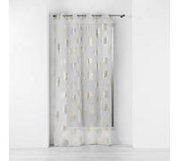 Douceur d'Intérieur, Voilage à Oeillets (140 x 240 cm) Sunny Gold Naturel, Voile Sablé Imprimé Métallisé