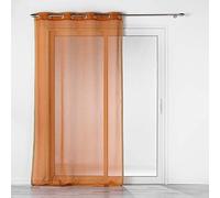 Douceur d'Intérieur, Voilage à Oeillets 140 x 240 Cm Terracotta, Voile Sablé avec Jute, Sarah