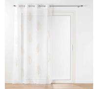 Douceur d'Intérieur, Voilage à Oeillets (140 x 240 cm) Venus, Voile Sablé Appliqué