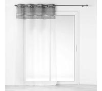 Douceur d'Intérieur, Voilage à Oeillets (140 x 280 cm) Aloria Top Gris, Voile Sablé avec Top Effet Lin Tissé