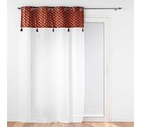 Douceur d'Intérieur Rideau voilage à œillets Evie 140 x 280 cm Voile sablé Top velours Bordeaux