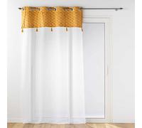 Douceur d'Intérieur, Voilage à Oeillets (140 x 280 cm) Evie Ocre, Voile Sablé avec Top Velours