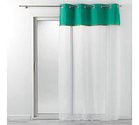 Douceur d'Intérieur, Voilage à Oeillets (140 x 280 cm) Kelonia Vert, Voile Sablé avec Top Polycoton et Jute