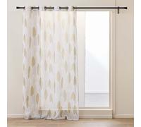 Douceur d'Intérieur Voilage à œillets Kim 140 x 280 cm Naturel – Voile sablé imprimé