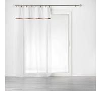 Douceur d'Intérieur – Voilage à anneaux Leana Blanc 140x240cm – Voile sablé, top polycoton et jute