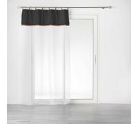 Douceur d'Intérieur – Voilage à anneaux Leana Noir 140x240 cm – Voile sablé, top polycoton et jute