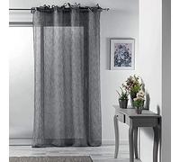 Douceur d'Intérieur, Voilage avec Nouettes (140 x 240 cm) Charlotte Anthracite, Voile Tissé