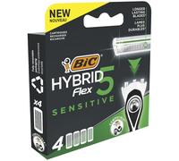 Douceur satinée sur la peau, lames de rasoir Hybrid 5 Flex Sensitive BIC - pack de 4, performance ultra-précise pour peaux sensibles - Lot de 2