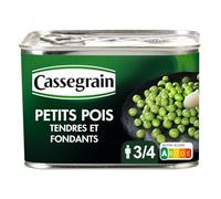 Douceur verte en bouche, petits pois tendres et fondants - Cassegrain, conserve 495 g, sélection soignée, arôme naturel et éclat du terroir français - Lot de 3