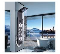 Douche à commande tactile, Panneau de douche à LED en nickel noir Six fonctions Colonne de douche Pluie Cascade Douche Massage Spa Jets Baignoire Douche avec bidet Robinets de bain(Rose Gold 8009)