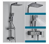 Douche à commande tactile, Robinet de douche thermostatique luxe LED affichage numérique pluie ensemble de douche douches d'eau chaude et froide for salle de bain(Gray 3 Ways B)