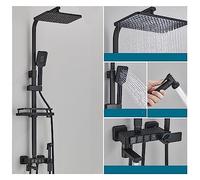 Douche à commande tactile, Robinet de douche thermostatique luxe LED affichage numérique pluie ensemble de douche douches d'eau chaude et froide for salle de bain(Black 4 Ways B)