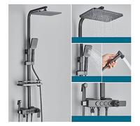 Douche à commande tactile, Robinet de douche thermostatique luxe LED affichage numérique pluie ensemble de douche douches d'eau chaude et froide for salle de bain(Gray 4 Ways A)