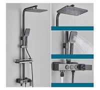 Douche à commande tactile, Robinet de douche thermostatique luxe LED affichage numérique pluie ensemble de douche douches d'eau chaude et froide for salle de bain(Gray 3 Ways A)