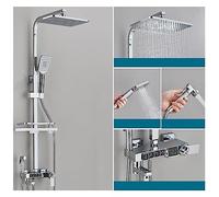 Douche à commande tactile, Robinet de douche thermostatique luxe LED affichage numérique pluie ensemble de douche douches d'eau chaude et froide for salle de bain(Chrome 4 Ways A 8in)