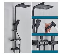 Douche à commande tactile, Robinet de douche thermostatique luxe LED affichage numérique pluie ensemble de douche douches d'eau chaude et froide for salle de bain(Black 4ways D)