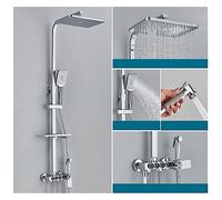 Douche à commande tactile, Robinet de douche thermostatique luxe LED affichage numérique pluie ensemble de douche douches d'eau chaude et froide for salle de bain(Chrome 4ways D)