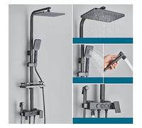 Douche à commande tactile, Robinet de douche thermostatique luxe LED affichage numérique pluie ensemble de douche douches d'eau chaude et froide for salle de bain(Gray 4 Ways B)