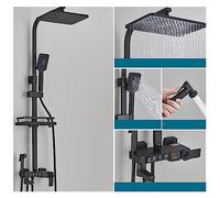 Douche à commande tactile, Robinet de douche thermostatique luxe LED affichage numérique pluie ensemble de douche douches d'eau chaude et froide for salle de bain(Black 4 Ways A)