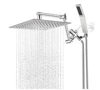 Douche à main de 8 pouces pseurie de douche de pluie avec douche à main, ensemble de robinets de douche en métal, combo de pomme de douche double avec support et tuyau en acier inoxydable de 59