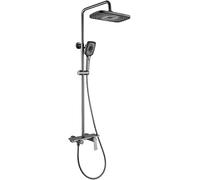 Douche à pluie noire mate avec une douche de salle de bain chaude et froide Salle de bain Faucet Sigle de douche mural Signe de douche avec pomme de douche, douche à main, robinetes de baignoire, une